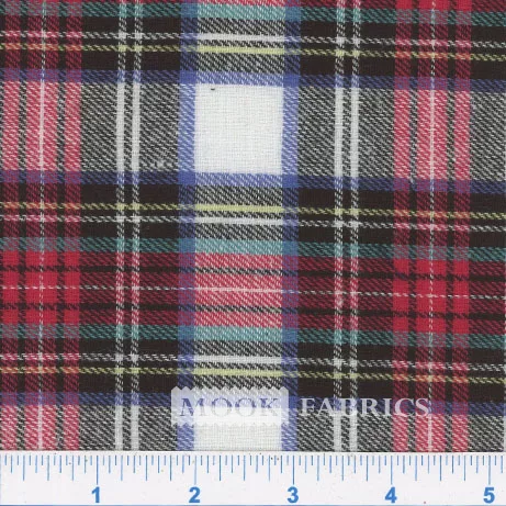 Flannel Yarn Dyed Plaid Fabric Royal Stewart Red, by the yard