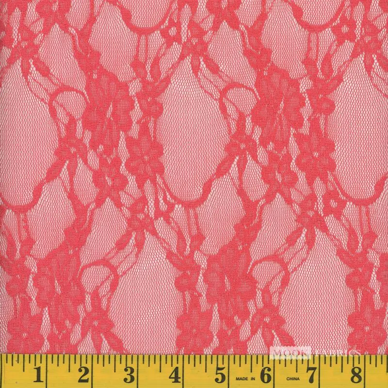 Wholesale 60 Floral Lace Fabric Coral 25 yard bolt